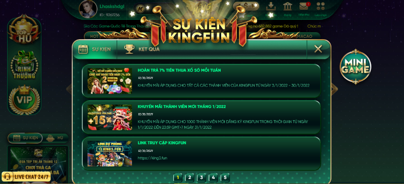 Nhiều khuyến mãi hấp dẫn được update liên tục tại King Fun